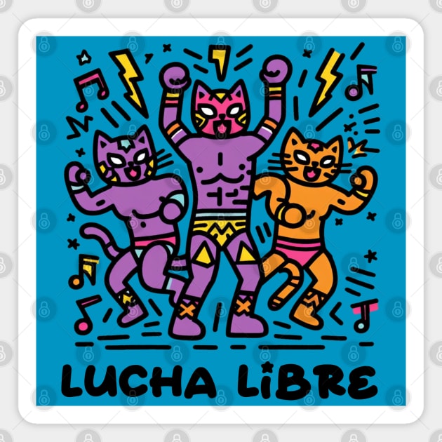 Lucha Libre Cats Magnet by Tiger Mountain Design Co.